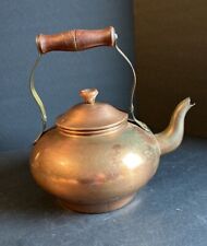 Vintage ODI Solid Copper Tea Pot Kettle  Wood Handle Made In Portugal picture