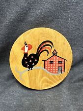 Vintage MCM Hamburger Press Wood Painted Rooster Good Condition 5.5” Diameter picture