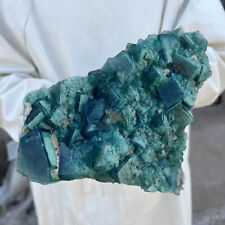 4.8lb Large NATURAL Green Cube FLUORITE Quartz Crystal Cluster Mineral Specimen picture