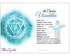Throat 5th Chakra Visuddha Information Card, Double sided #HC80 picture