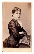 ANTIQUE CDV C. 1870s WM. NIMS GORGEOUS YOUNG LADY IN FANCY DRESS FORT EDWARDS NY picture