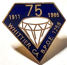 ELKS BPOE #1258 Whittier CA 75 Years 1911-1986 Lapel Pin picture