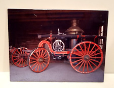 Vintage Decorative Tile Antique Fire Wagon Red Black White Wall Hanging Trivet picture