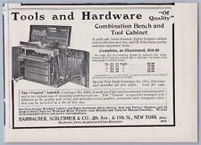 1906 Hammacher Schlemmer Vintage Ad Tool & Work Bench Cabinet Hardware Oak Brass picture