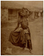 E.Taurines, India, Kathiawar, A Gypsy Dancing-Girl Vintage Albumen Print Tirag picture