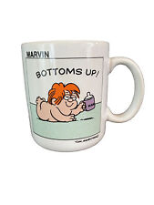 Vintage 1982 Hallmark Marvin Coffee Mug Tom Armstrong Comic “Bottoms Up” Cup picture