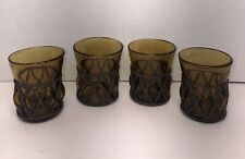 4 Amber Brutalist Mexican On the Rocks Glasses Imprisoned Bubble Glass MCM picture