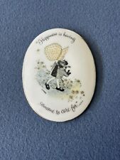 VINTAGE 1970s 70s 1973 Holly Hobbie Gold Bordered Oval Ceramic Picture Wall Hang picture