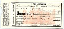1916 PORTLAND ME KNIGHTS OF THE MACCABEES OF THE WORLD BILLHEAD RECEIPT Z1147 picture