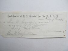 Original 1885 G.A.R. Receipt, COLRAINE (Mass), GREENLEAF POST #20, Civil War picture