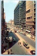 c1950's Downtown State Street Busiest City Crowd Cars Chicago Illinois Postcard picture