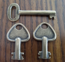 Lot of 3 Vintage Unmarked Brass Hollow Barrel Keys picture