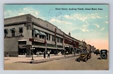Great Bend KS-Kansas, Main Street Looking North, Wagaman, Vintage c1915 Postcard picture
