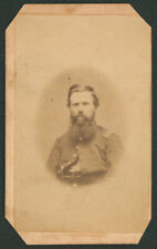1860s Civil War Possible ID Bearded Soldier Officer CDV Photograph picture