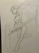Barry Blair 12 x 17 original comic art drawing sexy gymnast in leotard & tights picture