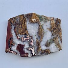 Natural Youngite Cabochon Agate Slice with Druzy Quartz Crystals 4.5