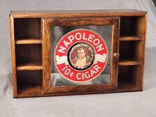 Vintage Reverse Glass Napoleon Cigar Sign Wall Shelf Wood Glassics Co.  picture