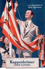1922 LEYENDECKER PATRIOTIC US FLAG BOY SCOUT KUPPENHEIMER MEN FASHION ART 22067 picture