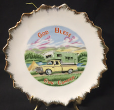 God Bless Our Camper Plate 1960's Ford Truck Hanging Kitschy Decor Camper Life picture