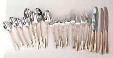WALLACE STAINLESS FLATWARE GOLD ROYAL BEAD 20 PIECE SET SILVERWARE SERVICE FOR 4 picture
