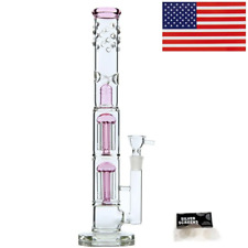16 Inch Heavy Glass Bongs Percolator Water Pipe Smoking Hookah 18mm Bowl Pink US picture
