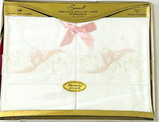 Vintage Burlington Spunwell Percale Embroidered 2 Pillow Case Ensemble in Box picture