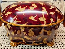 Mahogany Color Lacquered Italian Style Walnut Shaped Decorative Box w/ Hinge Lid picture