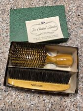 Vintage Fuller Hair Brush Satin Wood Handle Pure Boar Bristle Set Clothbrush picture