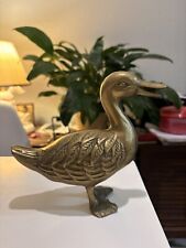 Vintage Brass 6.5 in  Standing Duck Made in Taiwan Old Patina picture