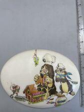 Vintage Handmade Oval Plaster Cute Angry Cook Mouse Picture GA36 picture