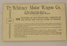 Rare 1897 WHITNEY MOTOR WAGON Co. Advertising Builders of Self-Propelling Boston picture