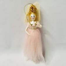 Vintage DeCarlini Angel Blown Glass Ballerina w Hair Christmas Ornament picture