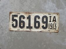 VERY NICE Original 1913 Iowa IA  Metal License Plate picture
