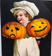 Halloween Postcard Ellen Clapsaddle Child Two JOL Wolf 501 Philadelphia PA 1919 picture