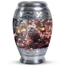 Urns For Ashes Pink Owl Sitting Pink Flower (10 Inch) Large Urn picture