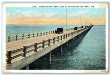 1928 Gandy Bridge Connecting Classic Cars St. Petersburg Tampa Florida Postcard picture