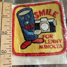 Vtg NOS Smile For Lenny Minolta iron on Patch Photography Equipment Gear Art 80s picture