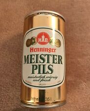 VINTAGE HENNINGER MEISTER PILS WIDE SEAM PULL BEER CAN SS GERMANY *MINTY* picture