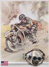 WW2 German RING Skull BONEs Skeleton WWII Army CARD Motorcyclist Field Post Cour picture