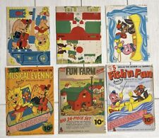 3 Fawcett Publications 1945 Tippy Toys Paper Fun Farm Musical Evening Fish 'NFun picture