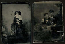Unusual Tintype Photo Victorian Woman Wearing Glasses Face Hidden by Fan, 1800s picture