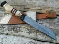 Damascus steel fancy handmade hunting knife. Beautiful handle assembled picture