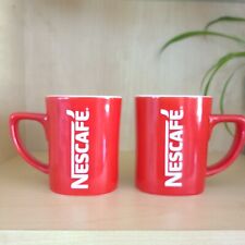 2 Nescafe 6 OZ Red Cup Mug Coffee tea Collectible Gift 6 oz  Deal Very Cute picture