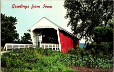 VINTAGE POSTCARD COVERED BRIDGE GREETINGS FROM IOWA picture