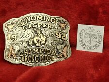 CASPER PRO BRONC RIDING CHAMPION TROPHY RODEO BUCKLE☆WYOMING☆RARE☆1992☆302 picture