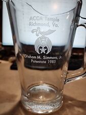 ACCA Temple Richmond, VA 1985 Beer Banquet Glass Pitcher Shriners Masons picture