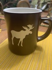 Starbucks 2009 Retired Bone China Moose Brown Coffee Mug Embossed 4.5” 16oz  picture