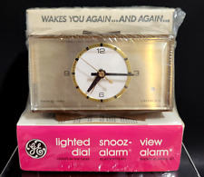 GE Snooze View Alarm Clock Lighted Dial Quiet Gold and Walnut Wood Tone Vintage picture