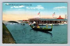 Venice CA-California, Boat House And Lagoon, Antique, Vintage Souvenir Postcard picture