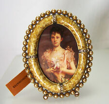 Jay Strongwater EMILIA Gold Mini Oval Picture Frame Enamel & Pearls NEW in BOX picture